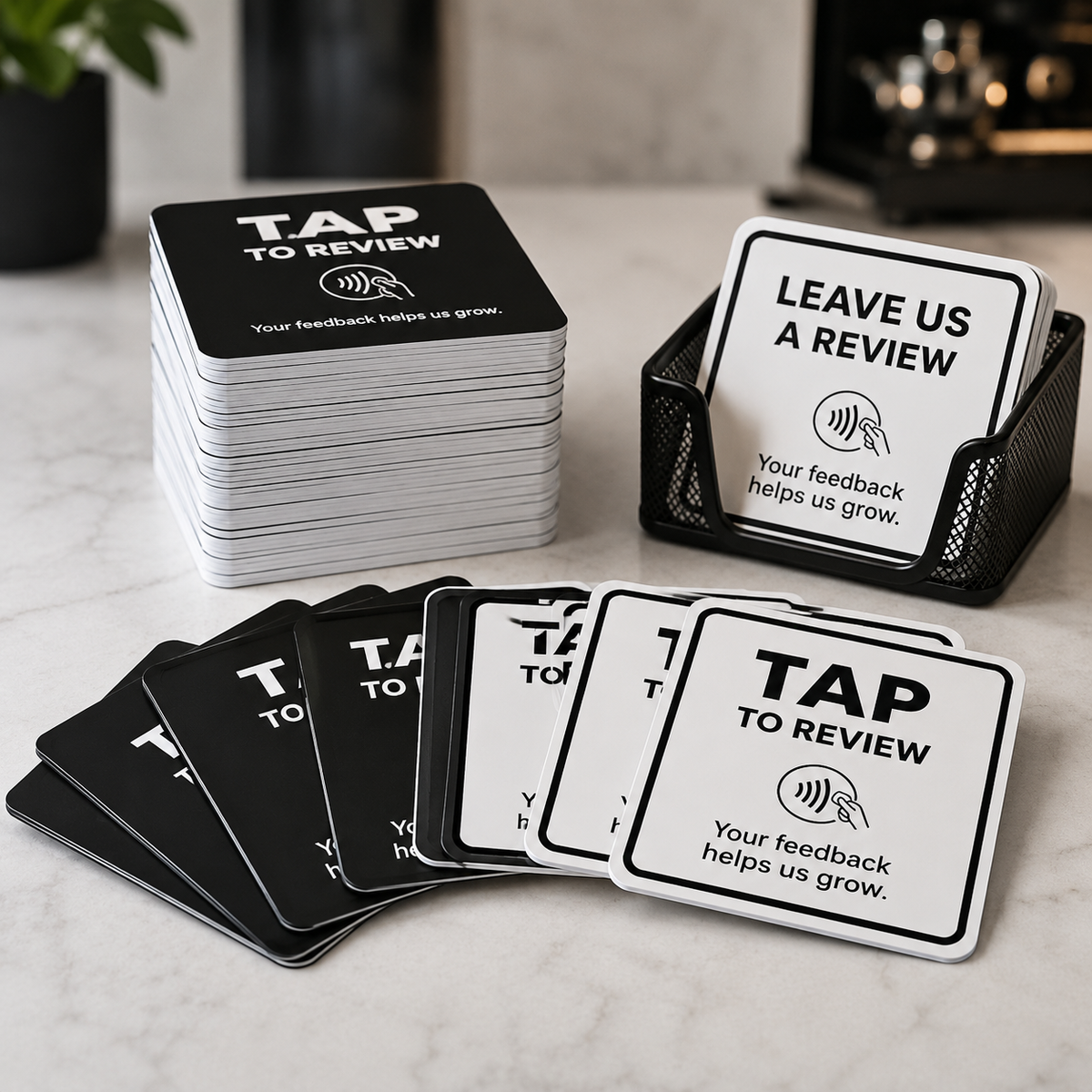 Bulk Square Handout Cards, tap-to-review NFC cards